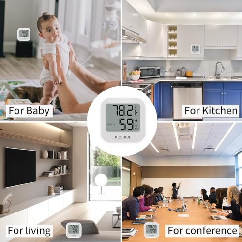 Digital Hygrometer Thermometer for Room Temperature Humidity Meter Indoor Thermometer Accuracy Calibration LCD Temperature Sensor, Bedroom, Baby Room, Office, Greenhouse, Cellar - color: White