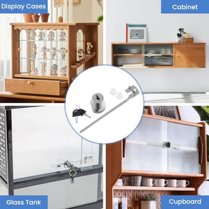3Pcs Sliding Glass Door Ratchet Lock with Chrome Finish, Keyed Alike | Fits 2-6mm Glass, Secure Showcase Display Case Lock for Cabinets, Retail Stores & Home Use