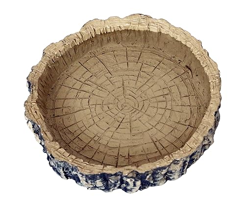 Tree Trunk Feeding Dish Bowl,Reptile Water Dish Food Bowl, Amphibians Tree Trunk Water/Food Bowl, Premium Resin Reptile Feeding Terrarium Bowls for Bearded Dragon Lizard Gecko - color: Brown