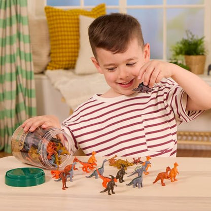 Terra by Battat Dinosaur Figures Tube, 60 Mini Plastic Dino Animals, Tubes | 60-piece mini dinosaur figures in a portable tube with 12 assorted dinosaur styles for play, collecting, crafts, 3+ Years - style: 60pcs Mini Dinosaurs