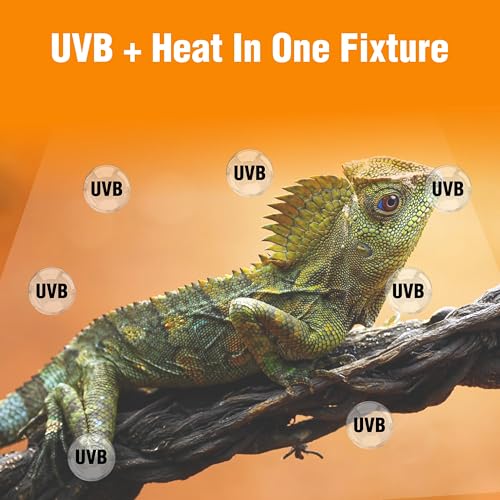 T5HO 12” UVB Reptile Light Fixture 15w, Bearded Dragon and Reptile Terrarium Light Fixture