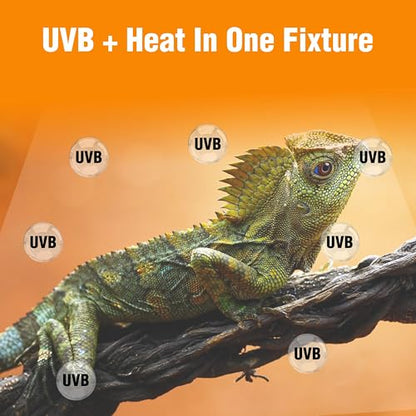 T5HO 12” UVB Reptile Light Fixture 15w, Bearded Dragon and Reptile Terrarium Light Fixture