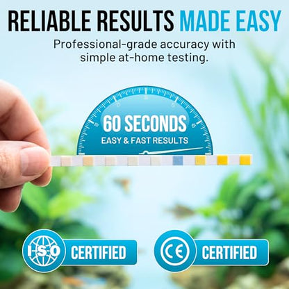 9-In-1 Aquarium Test Strips – 100 Strips for Freshwater & Saltwater | Tests pH, Nitrate, Nitrite, Hardness, Chlorine, Copper, Iron, Carbonate & Alkalinity | Fast Results for Fish Tank & Reef Aquariums - style: 9-In-1 Test Kit
