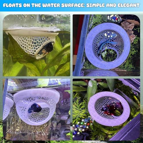 Floating Betta Hide & Shrimp Cave – All-in-One Aquarium Hammock, Feeder, and Safe Resting Spot for Stress-Free Fish Tanks - color: Ivory
