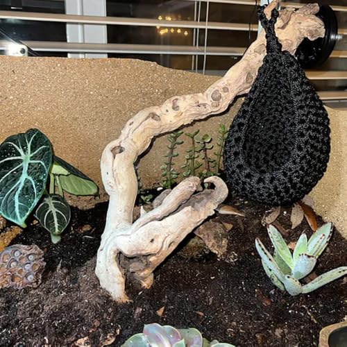 MiOYOOW Bearded Dragon Hammock, Swing Hanging Reptile Bed, Reptile Tank Accessories for Small Animals Amphibian, Lizards, Geckos, Snakes - color: black