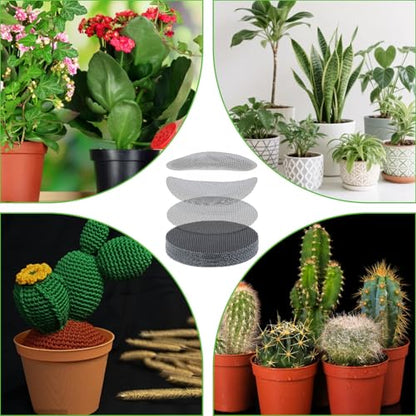 150Pcs Pot Inserts for Planters, 3.94/2.95/1.97 Inch Round Bonsai Mesh Screen/Plastic Mesh Sheet, Reusable Flower Pot Hole Meshes, Prevent Soil Loss, Succulents