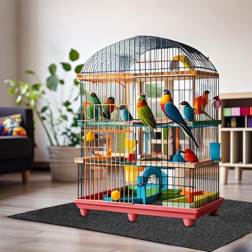 Nuanchu Large Bird Cage Mat, 30 x 36 Inch Under Pet Cage Mat, Absorbent/Waterproof Felt Pad for Bird Cages, Reptile Aquariums, Dog Kennels, with Non-Slip Backing for Hard Floors and Surfaces - size: 30"L x 36"W