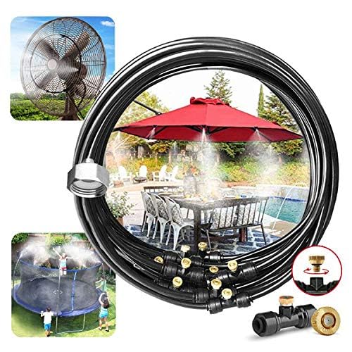 Landgarden Outdoor Misting Cooling System,Misting Line,Brass Mist Nozzles for Patio Garden Greenhouse - color: SHINY BLACK