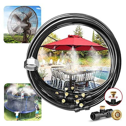 Landgarden Outdoor Misting Cooling System,Misting Line,Brass Mist Nozzles for Patio Garden Greenhouse - color: SHINY BLACK