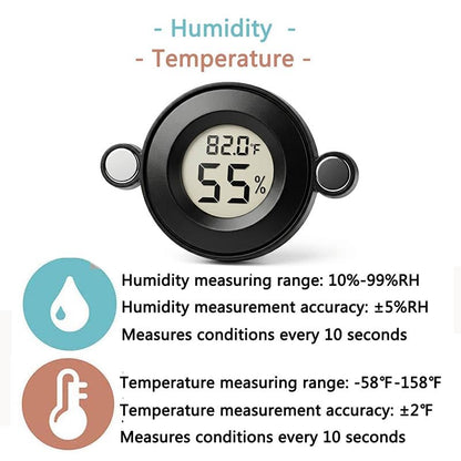 2PCS Magnetic Jumping Spider Enclosure Temperature and Humidity Monitor Digital Thermometer and Humidity Gauge for Reptile and Spider Tank Accessories (New Round)