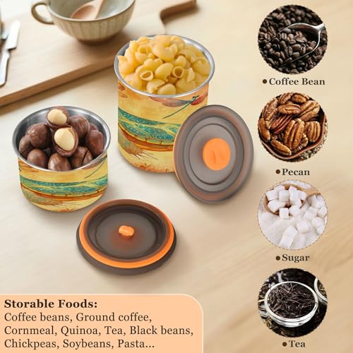 Storage Containers Stainless Steel Containers For Pantry One Button Opening Coffee Canister 30oz Cartoon Water Turtle Reptile Terracotta