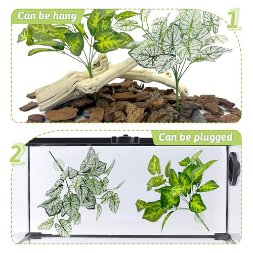 Hamiledyi 7 Pcs Reptile Plants Bendable Climbing Vines Terrarium Hanging Artificial Leaves, Bearded Dragon Tank Accessories, Habitat Decor for Snake Leopard Gecko Lizard Chameleon - size: 7 PCS - Style 6