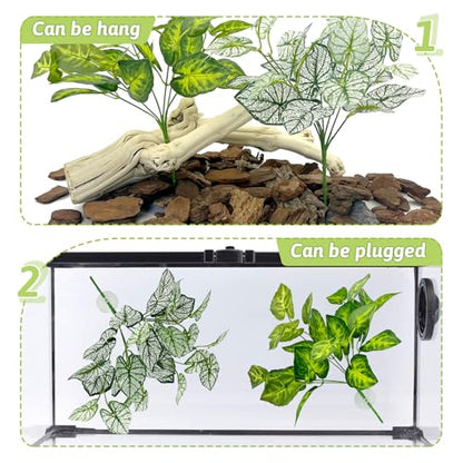 Hamiledyi 7 Pcs Reptile Plants Bendable Climbing Vines Terrarium Hanging Artificial Leaves, Bearded Dragon Tank Accessories, Habitat Decor for Snake Leopard Gecko Lizard Chameleon - size: 7 PCS - Style 6
