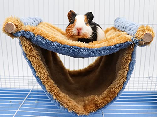 Fleece Winter Warm Rat Hammock, Double Layer Hanging Birds Nest Bed with Warm Fleece, Bird Cage Stand Perch, Hideaway Cave Tent, Sleep Bed Cage Accessories for Rat, Guinea Pig, Chinchilla (Blue) - color: Blue