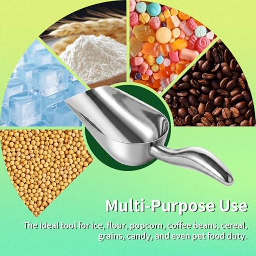 304 Stainless Steel Ice Scoop 22oz Heavy Duty Metal Ice Scooper Rustproof | Ice Scoop with Ergonomic Grip Handle and Dishwasher Safe Perfect for Ice Maker Freezer Kitchen Bar Party Wedding Coffee Shop - size: 3