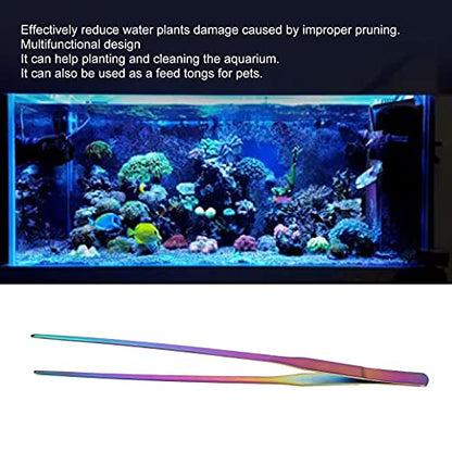 TITA-DONG 27cm Reptile Feeding Tongs, Rainbow Color Aquarium Tweezers Stainless Steel Fishbowl Long Tweezers, Aquascaping Tools for Hold Worms, Reptiles, Lizards, Bearded Dragon(27cm Straight Clip) - color: 27cm Straight Clip