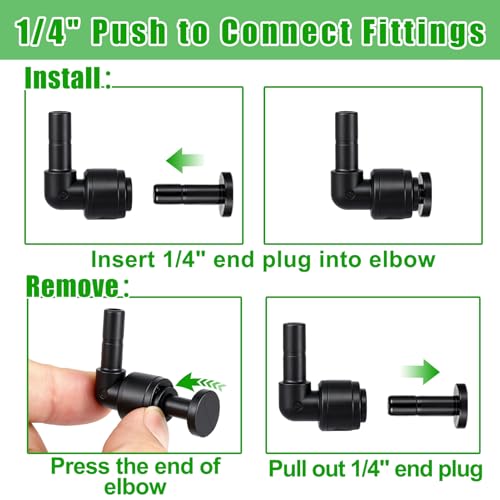 20 Pack 1/4" Push to Connect Fittings Elbow Connectors | Reptile Mister System 1/4" Quick Connect Fittings,Reptile Mister Fittings for Aquarium,Vivarium,Irrigation System - size: 20 Pack 1/4" Elbow -A