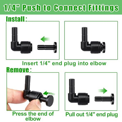 20 Pack 1/4" Push to Connect Fittings Elbow Connectors | Reptile Mister System 1/4" Quick Connect Fittings,Reptile Mister Fittings for Aquarium,Vivarium,Irrigation System - size: 20 Pack 1/4" Elbow -A