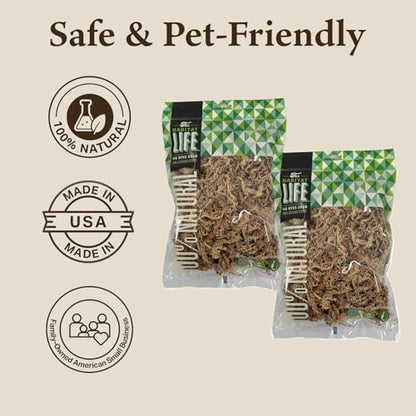 Sphagnum Moss for Terrarium Habitats, Small 2-Pack | Preserved Moss for Reptiles, Amphibians & Invertebrates Terrariums, Humidity Control, Soft, Dye-Free, Family Owned, USA Made - size: Small 2-pack, style: Sphagnum Moss