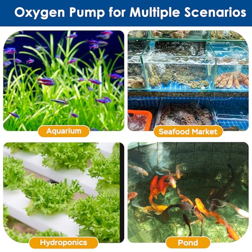 AquaMiracle Quiet Aquarium Air Pump 200/317/475GPH High Pressure Commercial Air Pump Pond Aerator Bubbler Hydroponics Air Pump Oxygen Pump - size: For Tanks up to 1200 Gal