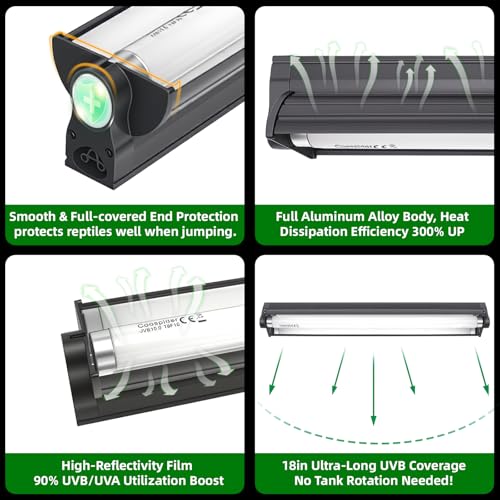 T8 UVB Reptile Light Fixture HO UVB Bulb Lighting Combo Kit with 18 Inch 15 Watt UVB 10.0 Fluorescent Bulb,Reptile Strip Light UVA UVB Desert Lamp Pet Habitat Light for Reptiles Amphibian-T8 15W G13 - style: T8/15W Reptile UVB Light Kit(18In Bulb*1)