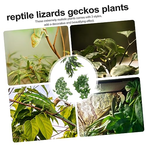 3pcs Vine Plant Decoration for Reptiles Lizard Snake Plants Leaves Tank Decor Lifelike Leaves