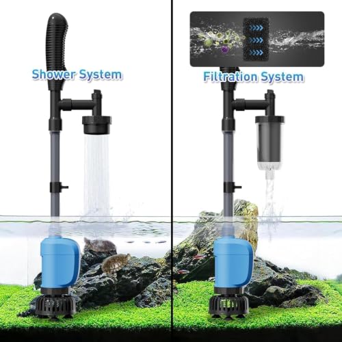 Electric Aquarium Gravel Cleaner, 530GPH Fish Tank Vacuum with Water Changer, Sand Washer, Debris Remover, Quiet 32W Pump for Freshwater Tanks, Blue (Blue)