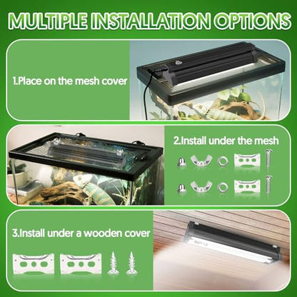 QZQ T5 UVB Reptile Light Fixture Combo Kit 24W, 10.0 UVB Light for Reptiles, Terrarium Hood Comes with Desert Reptile Lamp for Bearded Dragon, Gecko, Tortoise, Lizard - size: 24W-10.0-22.7IN