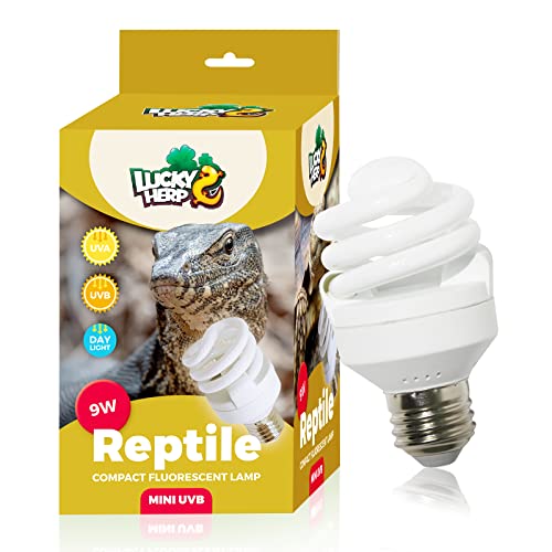 LUCKY HERP Mini UVA UVB Reptile Light 10.0 9W, UVB Bulb for All Desert Dwelling Reptiles, Compact Fluorescent Reptile UVB Bulb for Turtle, Bearded Dragon, Lizard, Gecko etc. - style: UVB10.0 9W