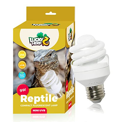 LUCKY HERP Mini UVA UVB Reptile Light 10.0 9W, UVB Bulb for All Desert Dwelling Reptiles, Compact Fluorescent Reptile UVB Bulb for Turtle, Bearded Dragon, Lizard, Gecko etc. - style: UVB10.0 9W