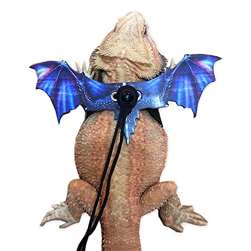 Bearded Dragon Leash, Adjustable Portable Reptile Leash with Cool Wings for Gecko, Bearded Dragon, Iguana, Hamster, Guinea Pig (S+M+L) - color: purple