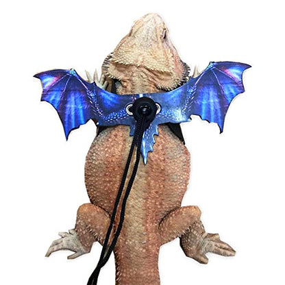 Bearded Dragon Leash, Adjustable Portable Reptile Leash with Cool Wings for Gecko, Bearded Dragon, Iguana, Hamster, Guinea Pig (S+M+L) - color: purple