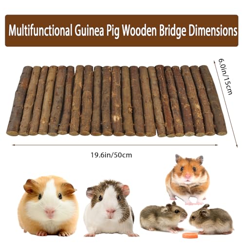 kathson Wooden Hamster Bridge,Guinea Pig Wood Ladder Bendable Tunnel Hideout Hut Small Animal Climbing Toys for Ferret Hedgehog Chinchilla Mice Rat Gerbil Baby Rabbit(19.6 x 6.0 in) - size: M (15.7 x 6.0 inches)