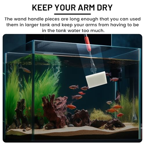 Aquarium Glass Cleaner, 7 in 1 Algae Remover for Fish Tank, Aquarium Cleaning Kit with Long Handle, Aquarium Net, Algae Scraper, Sponge Brush