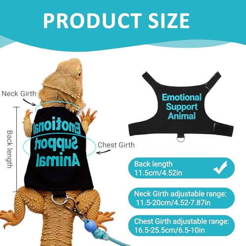 Bearded Dragon Lizards Clothes with Leash Set - Cute Lizard Reptile Small Animal Adjustable Harness Clothes for Walking Outdoor Security Costume Photo Prop(Blue - color: Blue