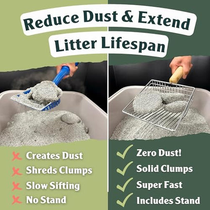 Sprinkle & Sweep: Litter Box Deodorizer Duo - 8oz Bag & Speed Sifter - Cat-Kitten Home Odor Neutralizer, Ultra-Absorbent Formula, Wood Handle Scooper - style: 1 Bag + Speed Sifter