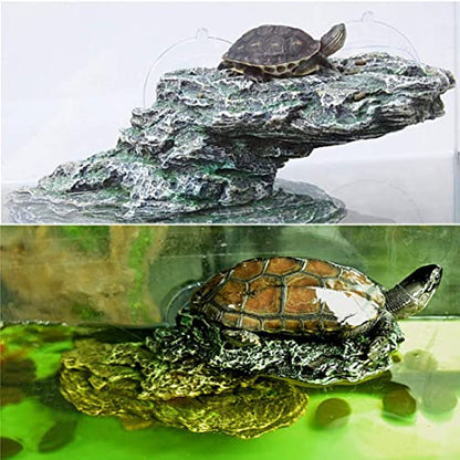 Turtle Basking Platform Reptile Climbing Shale Resin Step Ledge Stone Aquarium Ornament Rock Landscaping Decoration with Suction Cups for Frogs Newts Amphibians Lizard (Medium:8.2”Lx3.3”Wx3.1”H) - size: 8.2”Lx3.3”Wx3.1”H