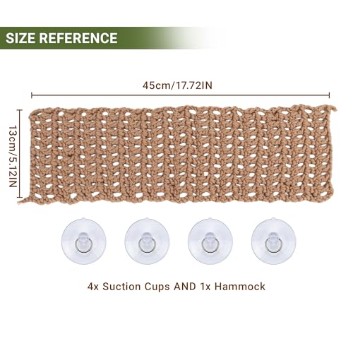 Cotton Reptile Hammock, Bearded Dragon Basking Bed & Snake Accessory | Washable 5.12"x17.72" strong suction bed for crested geckos & chameleons. Ideal vivarium tank accessories decor, snag-free