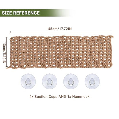 Cotton Reptile Hammock, Bearded Dragon Basking Bed & Snake Accessory | Washable 5.12"x17.72" strong suction bed for crested geckos & chameleons. Ideal vivarium tank accessories decor, snag-free
