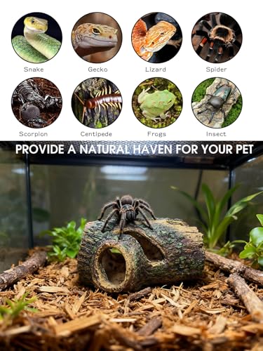 Aquarium Hollow Wood Fish Tank Decorations Reptiles Hideouts | Fake Logs Terrarium Décor, Cave and Shelter , Aquarium Hideout for Betta Fish,Shrimp and Turtle,for 20 Gallon Tank