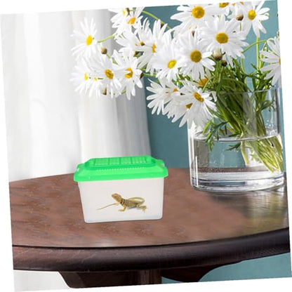 Luxshiny 2pcs Portable Handheld Critter Keeper Turtle Terrarium Pet Container Medium Plastic Reptile Carrier Suitable for Travel and Breeding