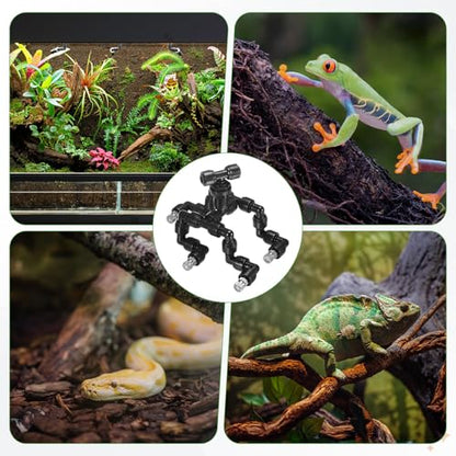 M METERXITY Reptile Mister Nozzles, 0.3mm Pore Copper 1/4" Four-Head Reptile Misting Spray Nozzle with Plug for Terrarium/Vivarium, 360 Degree Adjustable Detachable Nozzles [Black]