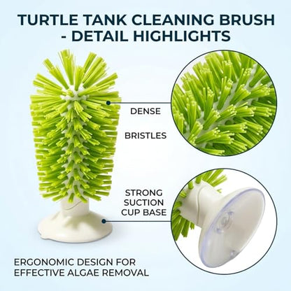 Turtle Tank Accessories 4-Piece Set, Turtle Tank Decor and Turtle Brush for Daily Feeding and Shell Cleaning