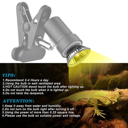 Smart Heat Lamp for Reptiles with Auto Timer (2/4/8 Hours) 50W UVA UVB Light Bulb, Dimmable Basking Spot Light, Pet Heating Lamp for Turtle, Lizard, Snake, Beared Dragon, Bird Cage