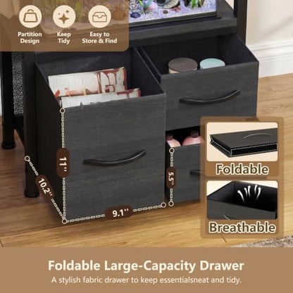 Heybly 5-10Gal Fish Tank Stand with Drawer, Power Outlet,200lbs HAS002SBK-1 | Aquarium Stand,Heavy Duty Metal Frame for Fish Tank, Turtle & Reptile Terrarium, 20.5" × 10.2" Top, Black - color: Black, size: 5-10 gal