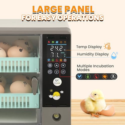 Cabinet Incubators for Hatching Eggs, 24 Egg Incubator | Automatic Turning, Temperature & Humidity Control, Temp Display, for Chicken Duck Quail Goose Pigeon