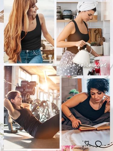 Air Curvey 4 Pack Tank Top for Women Basic Undershirt Tanks Sleeveless Casual Shirts Soft Seamless Layering Tops - color: 2-black Darkgray Black Darkgray, size: XX-Large