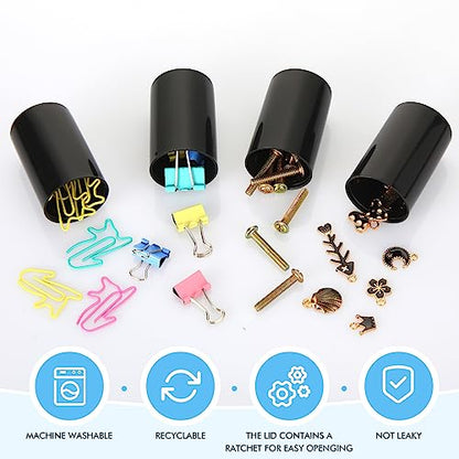JOVITEC 100 Pcs Plastic Film Canister Holder 35 mm Empty Camera Reel Containers Storage Containers Case with Lids for Small Accessories Fish Hook Film Beads(Black) - color: Black