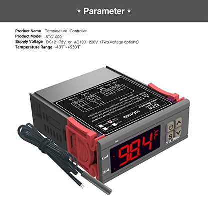 diymore All-Purpose Digital Temperature Controller Thermostat Fahrenheit Thermostat with Sensor (110-220V) ITC-1000F for Refrigerator Fermenter, Heate Blanket Temperature Controller