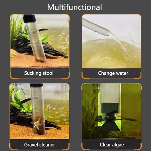 Carefree Fish Aquarium Gravel Vacuum Sand Cleaner with 6Ft Pipe Fish Tank Water Changer Adjustable Length ABS(for 8~30Gal Tank) - size: 8~30Gal